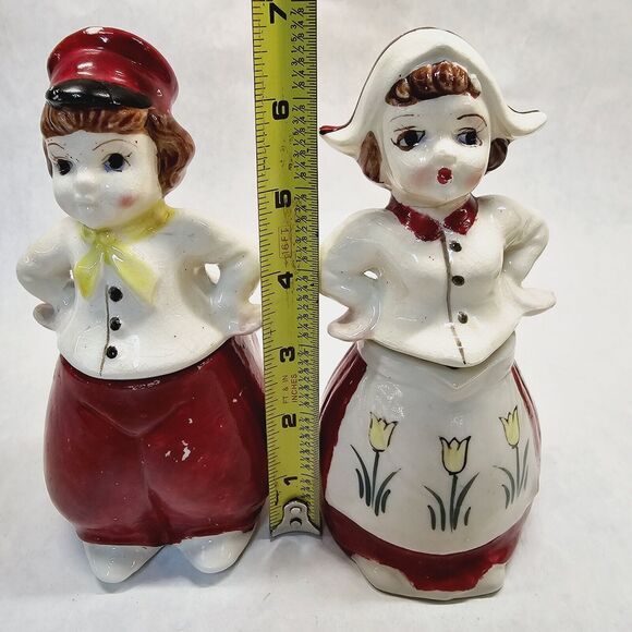Vintage Relco Japan Dutch Boy & Girl Salt Pepper Shakers Sugar Creamer Set - Picture 10 of 13